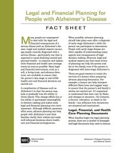 LEGAL AND FINANCIAL PLANNING FOR PEOPLE WITH ALZHEIMER'S DISEASE FACT SHEET 